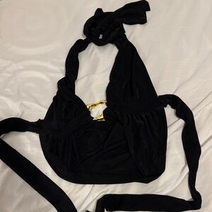 SHEIN Black Halter Crop Top